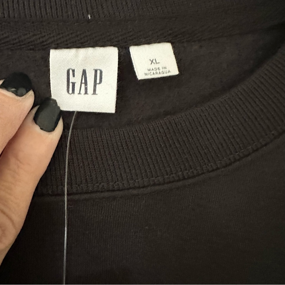 Gap Basic Crew Neck Oversized Sweatshirt Black NW… - image 8
